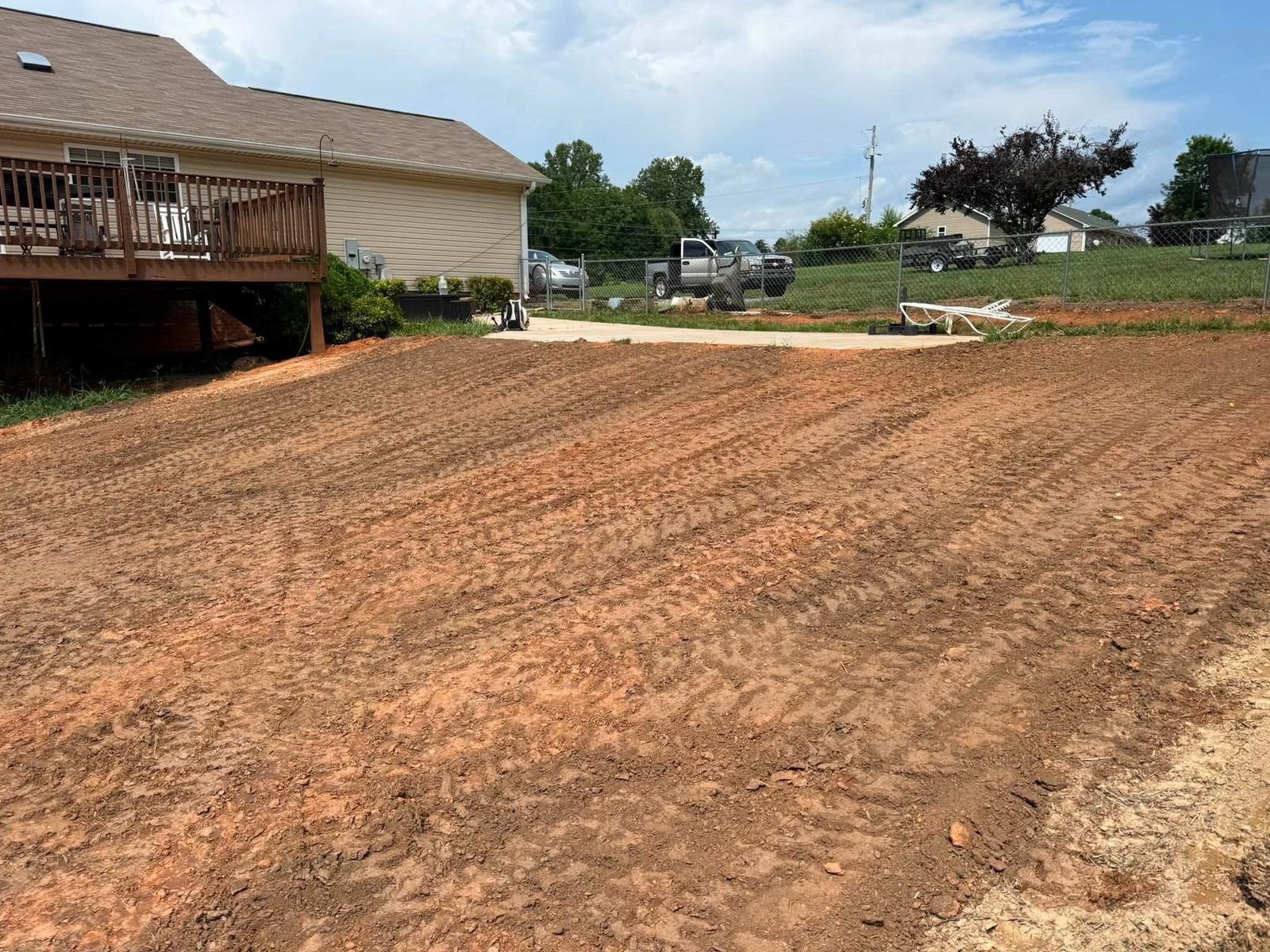 A backyard rough-graded and ready for seed